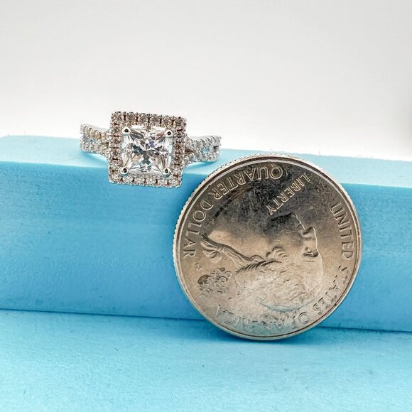 925 Sterling Sliver Moissanite Wedding/Engagement Ring, 1.50ctw VVS Stones Hip H - Picture 8 of 8